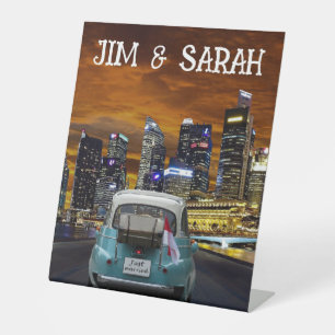 CUSTOM CAR 'just married" NEW YORK CUSTOM Pedestal Sign