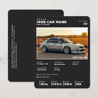 Custom Car Show Spec Stats Card - Carbon Texture