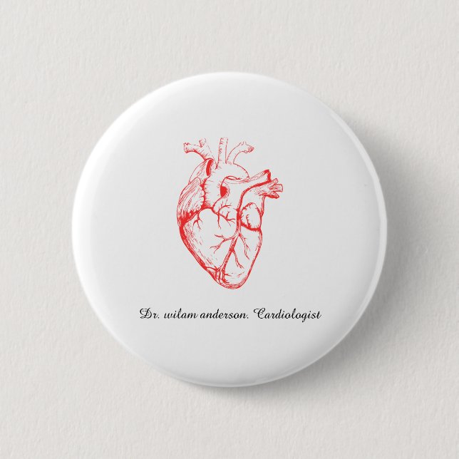 Custom Cardiologist Heart Anatomy Art 2 Inch Round Button (Front)