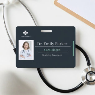 Custom Cardiologist ID Badge   Doctor Photo