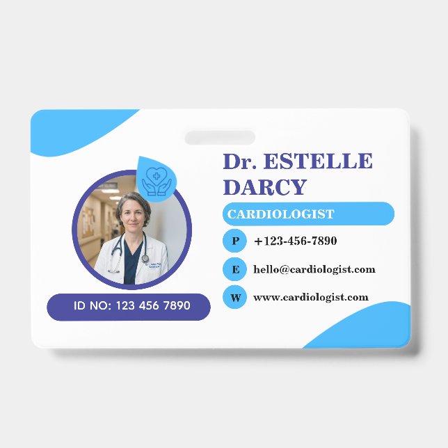 Custom Cardiologist ID Badges Personalized (Front)