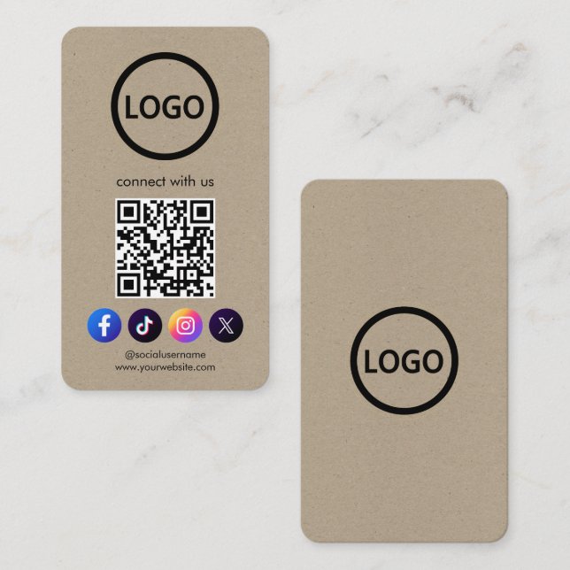 Custom Cards Social Media QR Code Kraft Paper (Front/Back)
