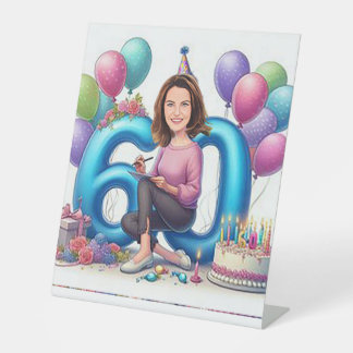 "Custom caricature – Send your photo and I’ll turn Pedestal Sign