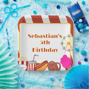 Custom Carnival Birthday Party Paper Plate