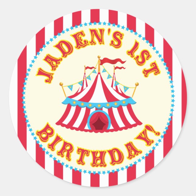 Custom Carnival Sticker with Custom name Jaden (Front)