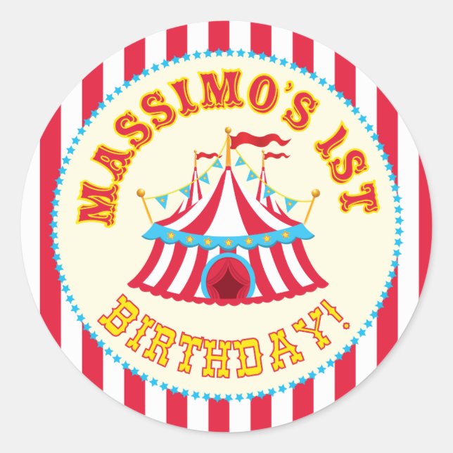 Custom Carnival Sticker with Custom name Massimo (Front)