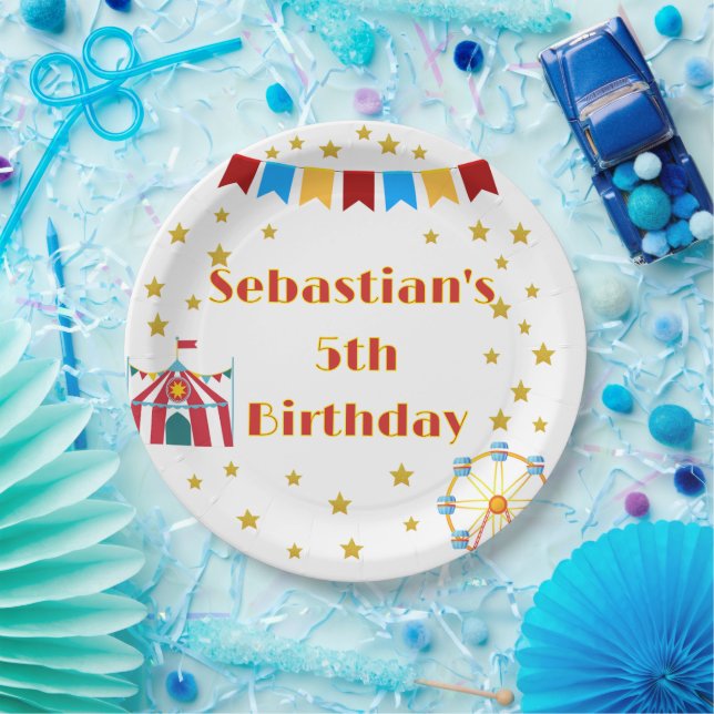 Custom Carnival Themed Birthday Party Paper Plate (Party)