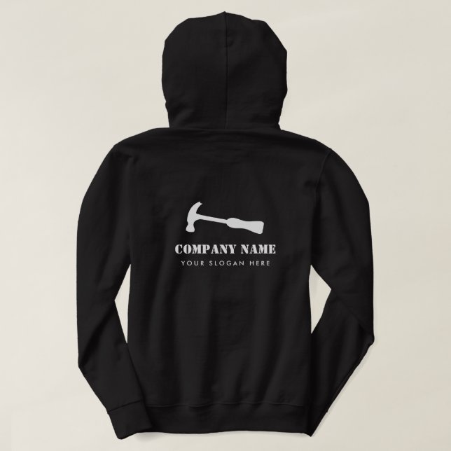 Custom carpenter contractor company hammer logo hoodie (Design Back)