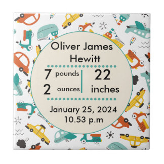 Custom cars  birth statistic's newborn baby  tile