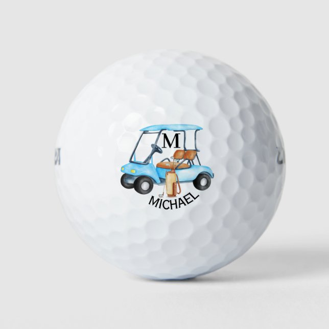 Custom Cart Clubs Monogram Name Golf Balls (Front)