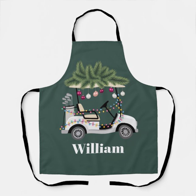 Custom Cart Name Golf Balls Christmas Golfer Apron (Front)