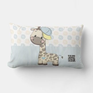 Custom Cartoon Baby Boy Giraffe Accent Pillow