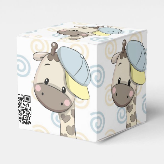 Custom Cartoon Baby Boy Giraffe  Favor Box (Front Side)