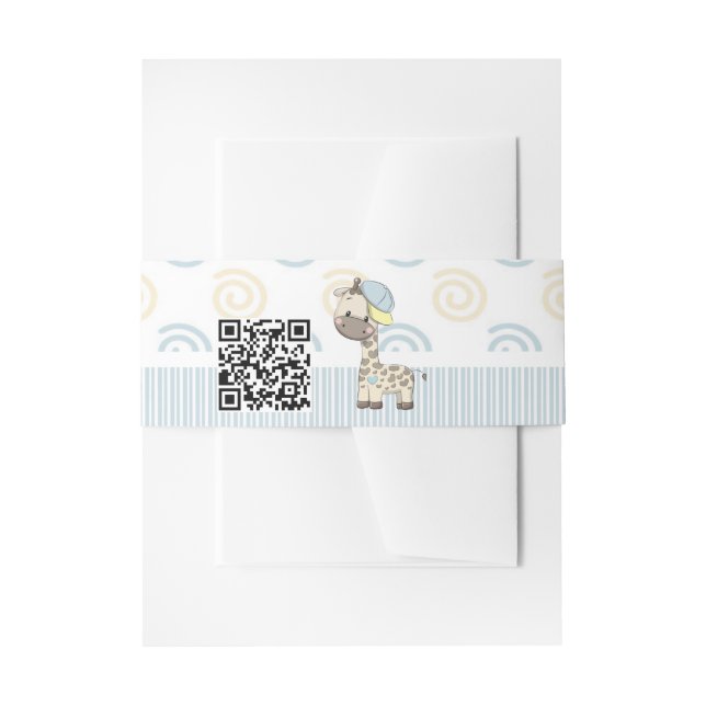Custom Cartoon Baby Boy Giraffe  Invitation Belly Band (Front Example)