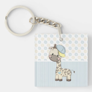Custom Cartoon Baby Boy Giraffe Keychain 