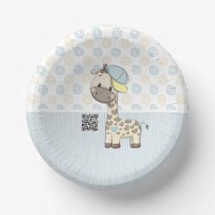 Custom Cartoon Baby Boy Giraffe Paper Bowl   Paper Plate