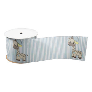 Custom Cartoon Baby Boy Giraffe Satin Ribbon 