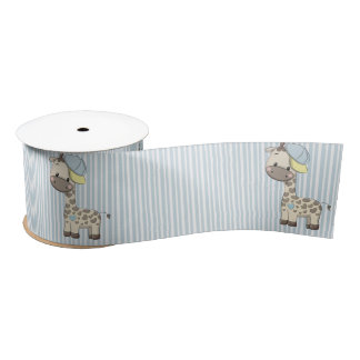 Custom Cartoon Baby Boy Giraffe Satin Ribbon 