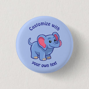 Custom Cartoon Elephant 1 Inch Round Button