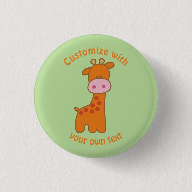 Custom Cartoon Giraffe 1 Inch Round Button (Front)