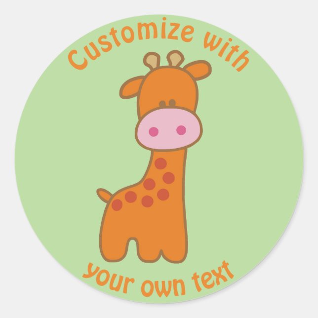 Custom Cartoon Giraffe Classic Round Sticker (Front)