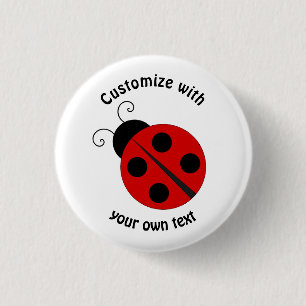 Custom Cartoon Ladybug 1 Inch Round Button