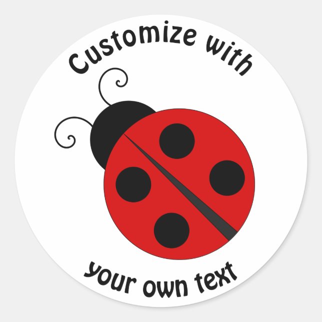 Custom Cartoon Ladybug Classic Round Sticker (Front)