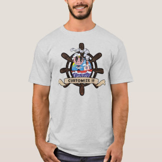 Custom Cartoon Sailor Nautical Ship Wheel T-Shirt
