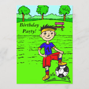 Custom Cartoon Soccer Boy Birthday Party Invitatio Invitation
