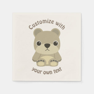 Custom Cartoon Teddy Bear Custom Baby Shower Napkin