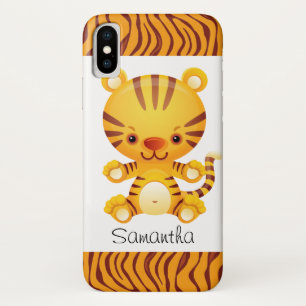 Custom Cartoon Tiger with Tiger Print iPhone X Case