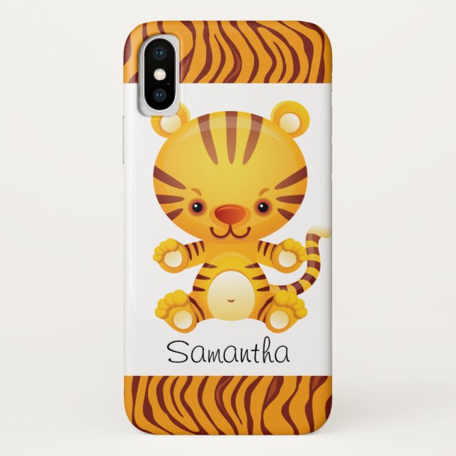 Custom Cartoon Tiger with Tiger Print Case-Mate iPhone Case (Back)