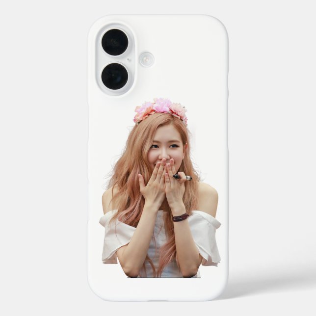 custom case iphone 16 rose black pink (Back)