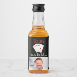 Custom Casino 40th Birthday Mini Liquor Favour Bottle Label