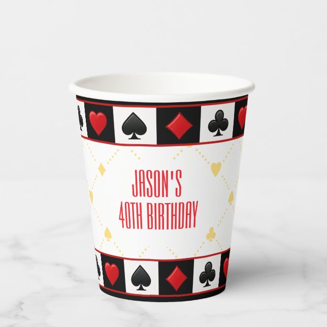 Custom Casino Party Cups, Poker Playing Cards  Paper Cups (Front)