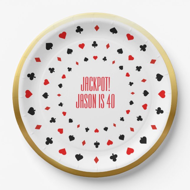 Custom Casino Party Decor, Poker Playing Cards  Paper Plate (Front)