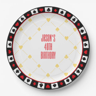 Custom Casino Party Decor, Poker Playing Cards  Paper Plate