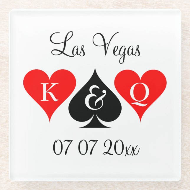 Custom casino poker Las Vegas wedding coaster (Front)