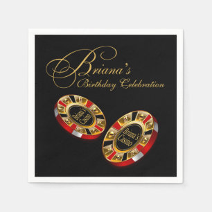 CUSTOM Casino Style Party ASK ME 4 NAMES IN CHIPS Napkin