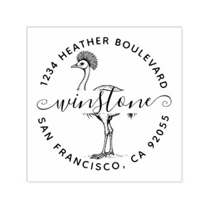 Custom Cassowary Bird Return Address Family Name Self-inking Stamp