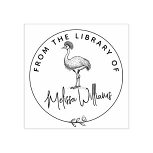 Custom Cassowary Ex Libris From the Library Book Rubber Stamp