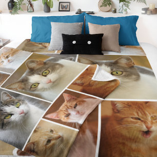 Custom Cat 8 Photo Personalized Fleece Blanket