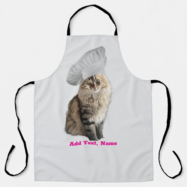 Custom Cat Apron - Personalized Photo & Name (Front)