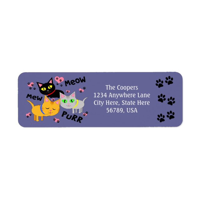 Custom Cat Art Return Address Labels (Front)