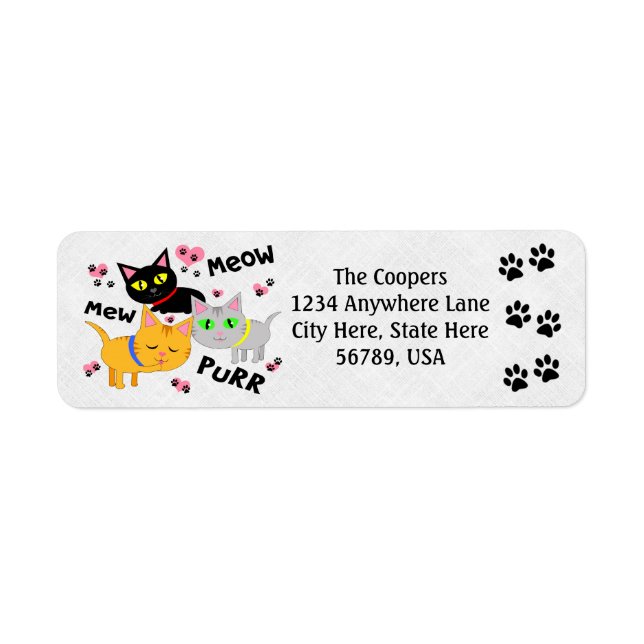 Custom Cat Art Return Address Labels (Front)