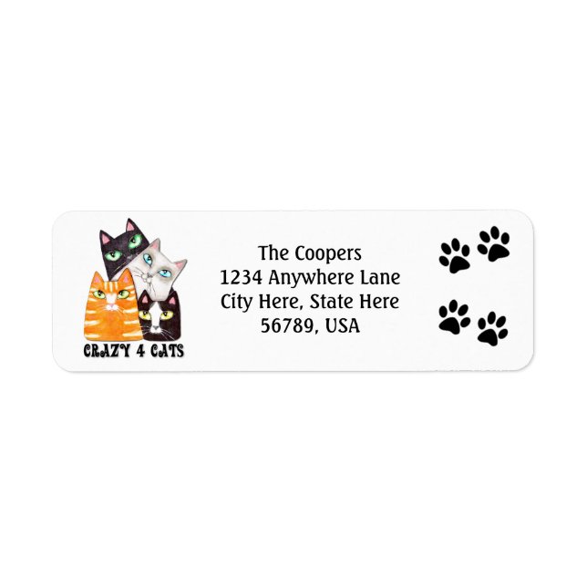 Custom Cat Art Return Address Labels (Front)