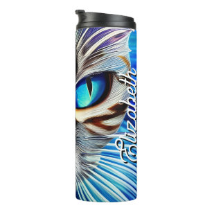 Custom Cat Blue Ocean Wave Personalized Thermal Tumbler