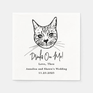 Custom Cat Cocktail Napkins Wedding