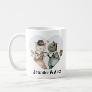 Custom Cat Couple Names Personalized Coffee Mug
