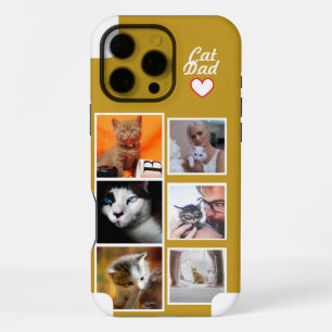 Custom Cat Dad Photo Collage Phone Case with Name